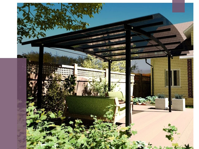 Навесы для террасы в Минусинске от 12955 руб. под ключ | ПРОЛЁТ-Мнс