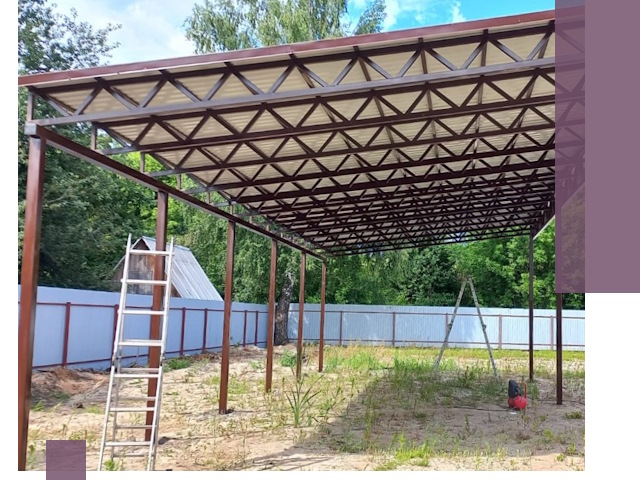 Односкатные навесы под ключ в Минусинске — изготовление и монтаж