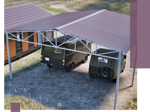 Двускатные навесы под ключ в Минусинске — изготовление и монтаж